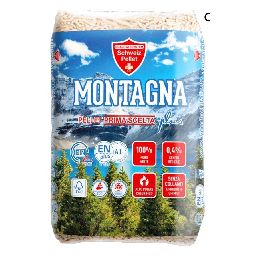 Pellet Montagna Super Premium – Abete argentato – Bancale 70 sacchi da 15 kg